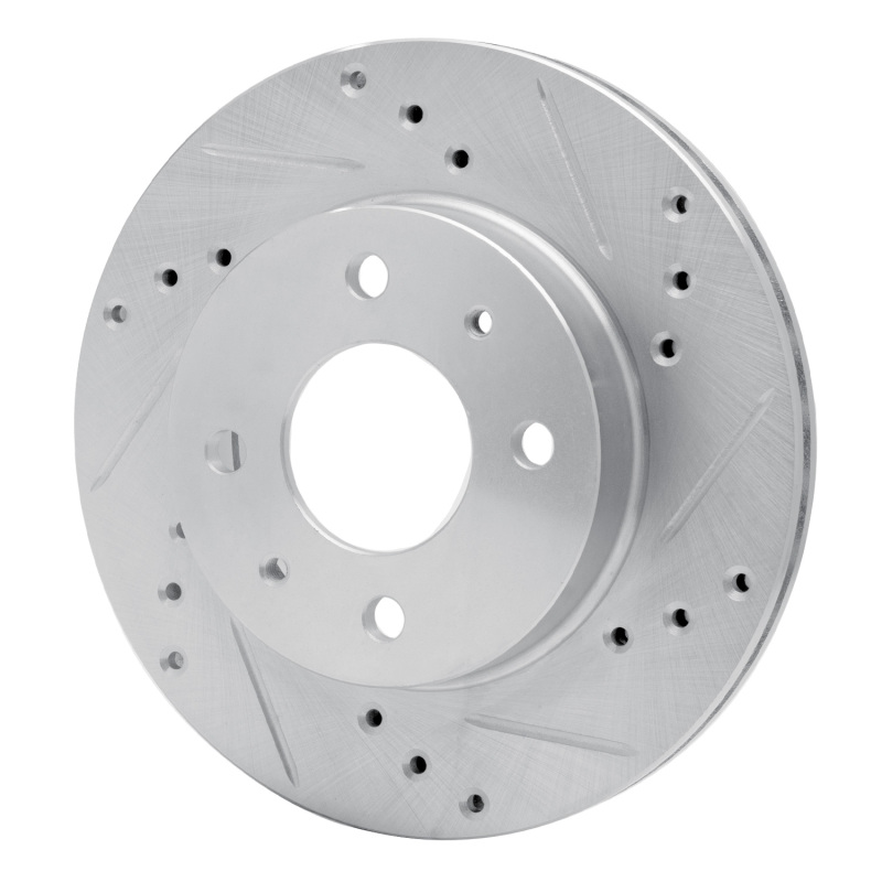 Nissan TSURU Brake Rotor (1) - Front Right - R1 Concepts - Drilled & Slotted - Silver - `86-`17